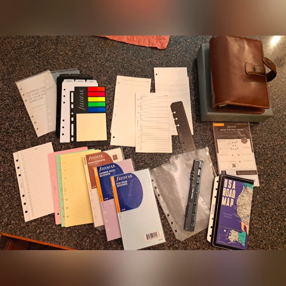 Filofax Malden Personal Ochre Leather Organizer Planner with Accessories